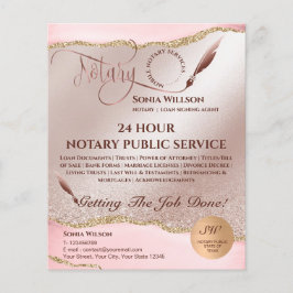 Mobile Notar & Loan Signature Agent Pink Agate Fly Flyer