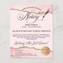 Mobile Notar & Loan Signature Agent Pink Agate Fly Flyer