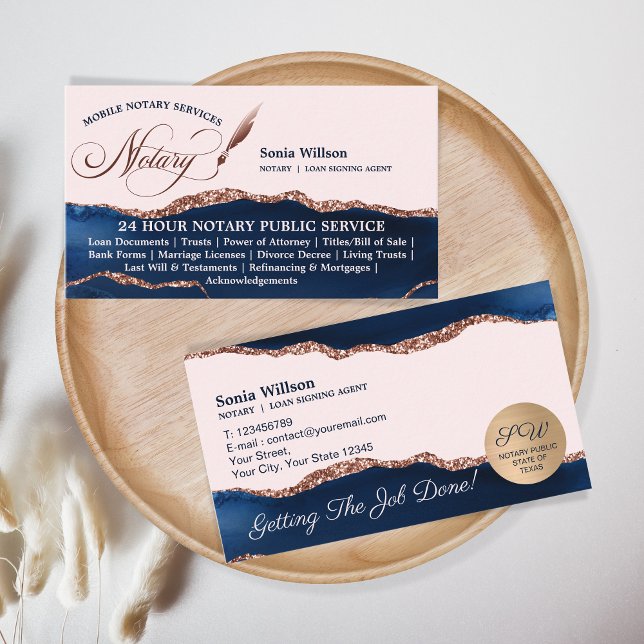 Mobile Notar & Loan Signing Agent Navy Flyer Visitenkarte (Von Creator hochgeladen)