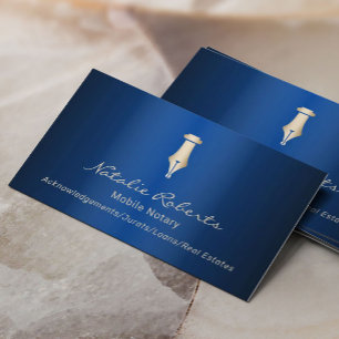 Mobile Notar Public Golden Signature Pen Navy Blue Visitenkarte