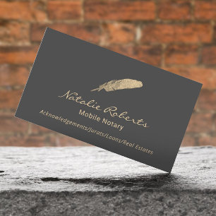 Mobile Notar-Signatur Agent Gold Quill Gray Visitenkarte