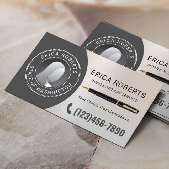 Mobile Notar Signatur Agent Klassisches Silver Fot Visitenkarte (Von Creator hochgeladen)