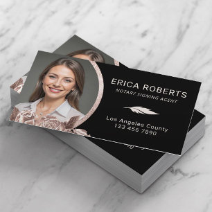 Mobile Notar Signatur Agent Rose Gold Floral Foto Visitenkarte