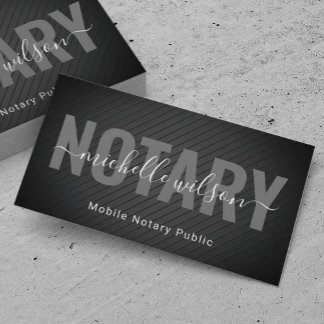 Mobile Notar Signing Agent Black Metal Visitenkarte