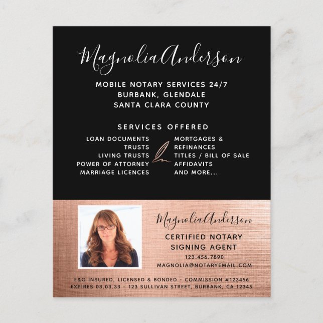 Mobile Notare Service Rose Gold Foto Flyer (Vorne)