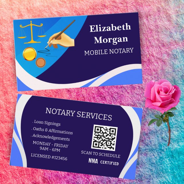 Mobile Notary Business Cards-Modern Legal QR Code Visitenkarte (Von Creator hochgeladen)