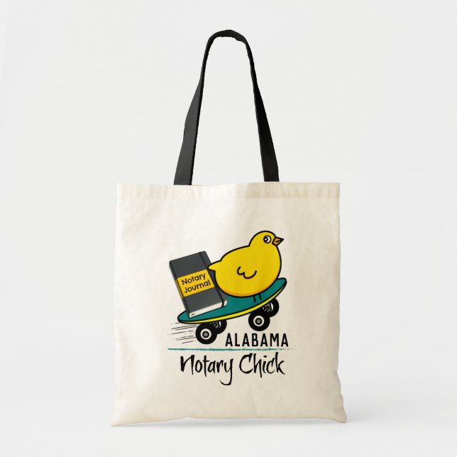 Mobile Notary Chick Riding Skateboard Alabama Tragetasche (Vorne)