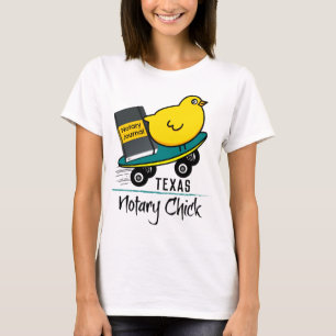 Mobile Notary Chick Riding Skateboard Texas T-Shirt