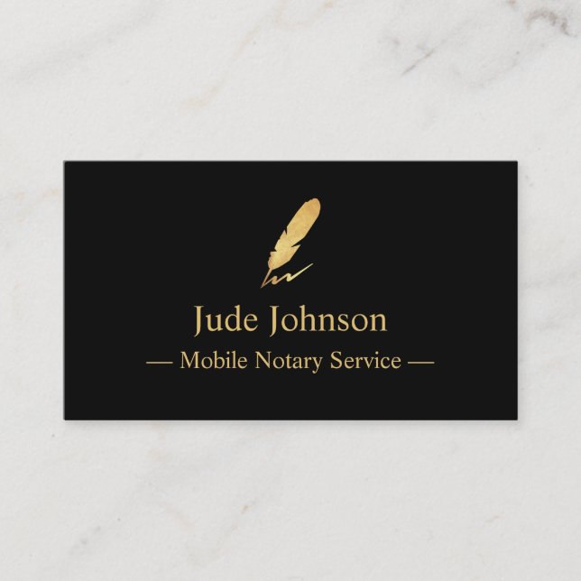 Mobile Notary Gold Fether Logo-Visitenkarte Visitenkarte (Vorderseite)