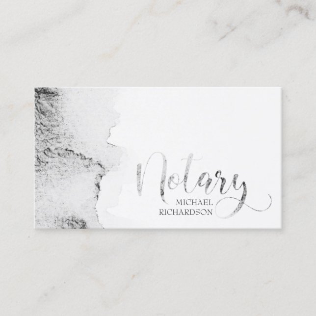 Mobile Notary Gray Watercolor Calligraphy Visitenkarte (Vorderseite)