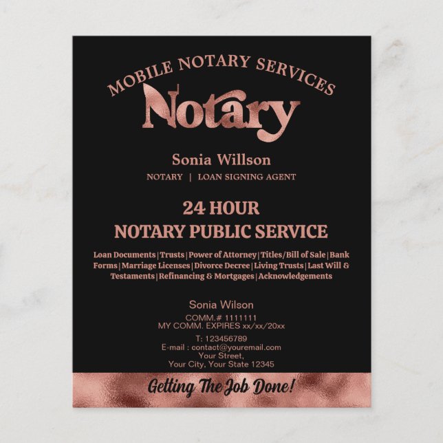 Mobile Notary & Loan Signing Agent Rose Gold Pen Flyer (Vorne)