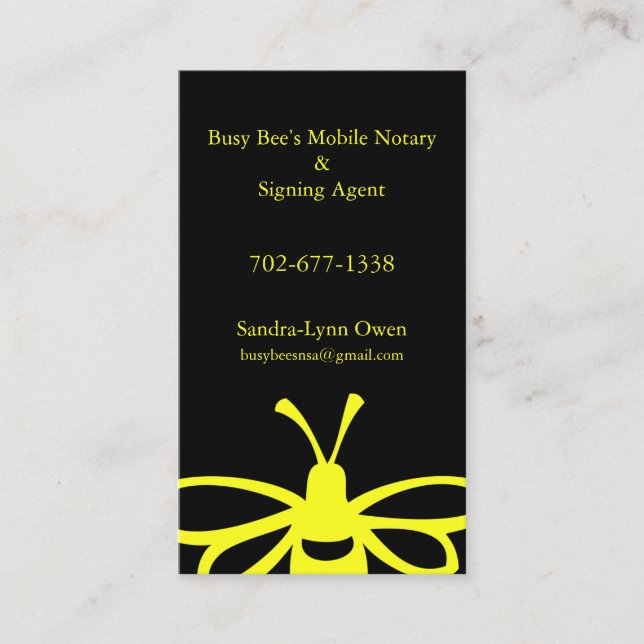 Mobile Notary Loyalty Card des Busy Bee Visitenkarte (Vorderseite)