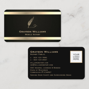 Mobile Notary Quill Your LOGO Gold Black Visitenkarte