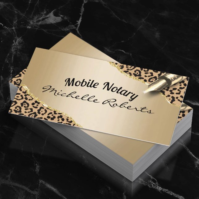 Mobile Notary Signing Agent Modern Gold Leopard Visitenkarte (Von Creator hochgeladen)