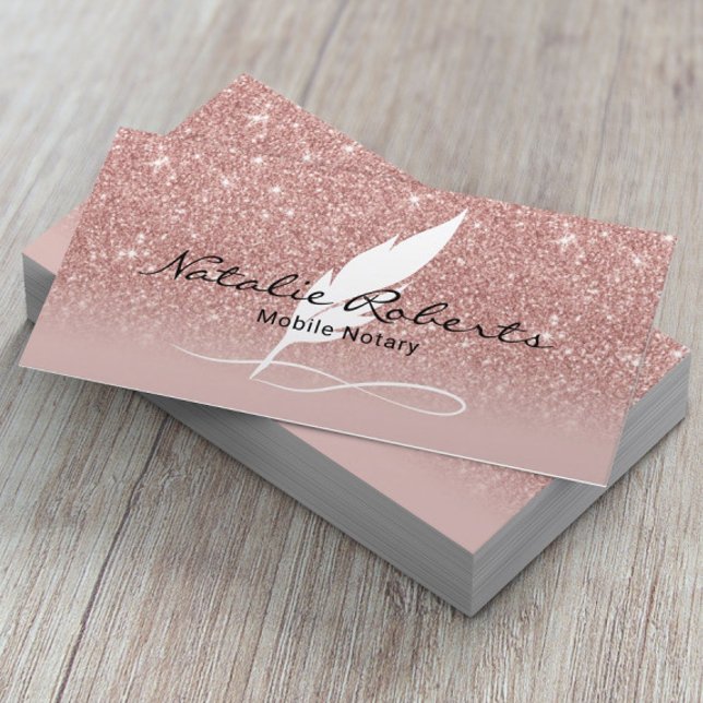 Mobile Notary Signing Agent Rose Gold Quill Visitenkarte (Von Creator hochgeladen)