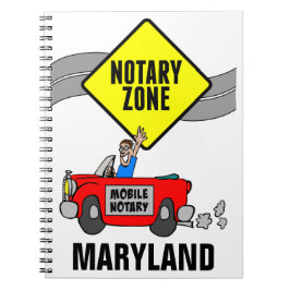 Mobile Notary Zone Red Sports Car Maryland Notizblock