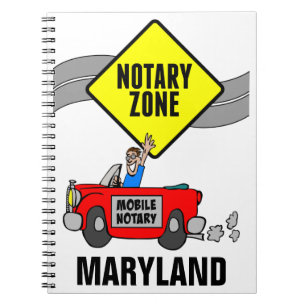 Mobile Notary Zone Red Sports Car Maryland Notizblock