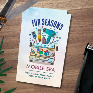 Mobile Pet Grooming Services - Aquarellkunst Visitenkarte