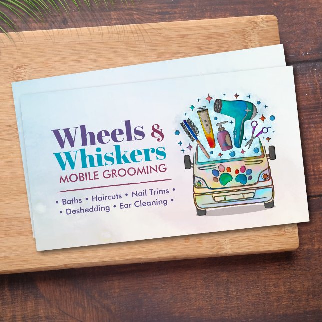 Mobile Pet Grooming Services - Aquarellkunst Visitenkarte (Von Creator hochgeladen)