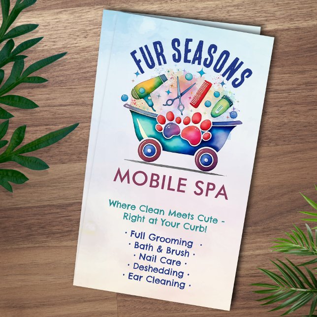 Mobile Pet Grooming Services - Aquarellkunst Visitenkarte (Von Creator hochgeladen)