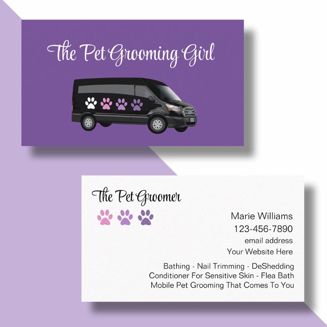 Mobile Pet Grooming Trendy Business Cards Visitenkarte (Von Creator hochgeladen)