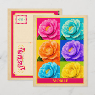 Mobile Postkarte Alabama Kamelie Blume Vintage