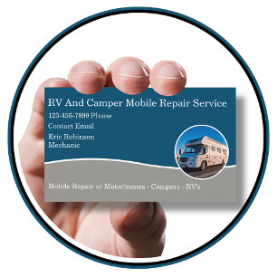 Mobile RV Camper Reparaturservice Geschäftskarten  Visitenkarte