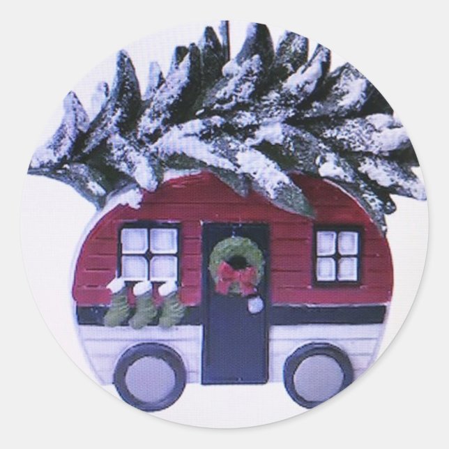 **MOBILE ZUHAUSE ** CHRISTMAS RUNDER AUFKLEBER (Vorderseite)