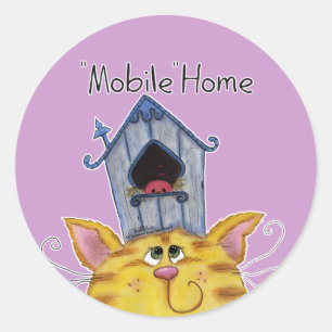 Mobile Zuhause für Katzen und Vögel House Runder Aufkleber