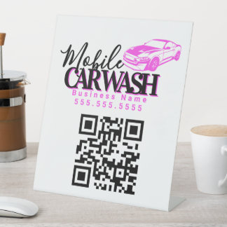 Mobiler Autowasch-Detailing-Geschäft QR-Code Sockelschild