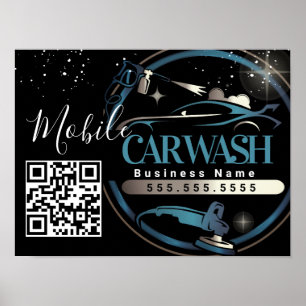 Mobiles Autowasch-Detailing - Geschäftslogo QR-Cod Poster