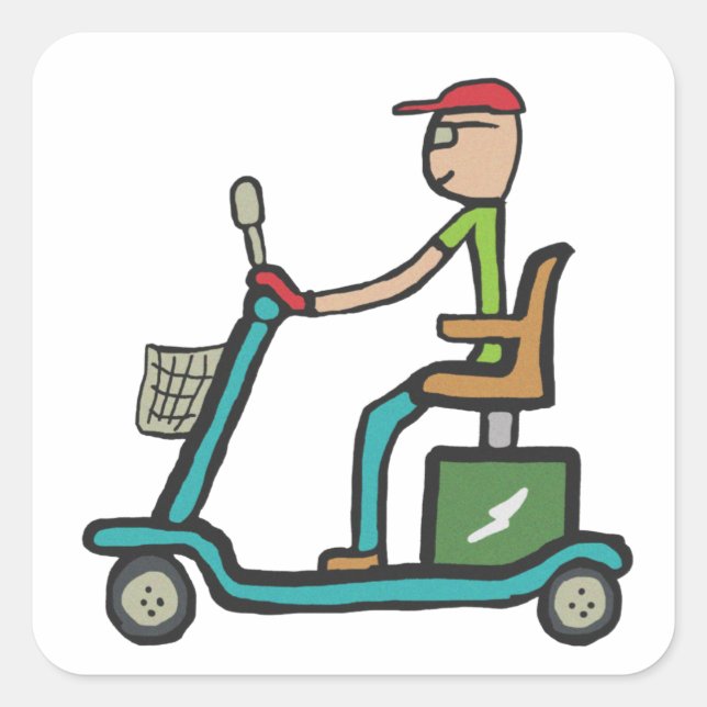 Mobility Scooter Quadratischer Aufkleber (Vorderseite)