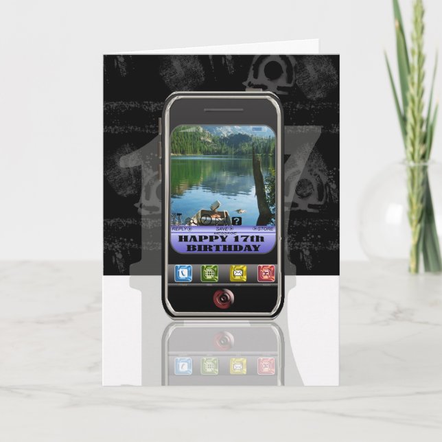 Mobiltelefon, Handy SMS Happy Birthda Karte (Vorderseite)