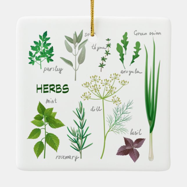 Möblierte Kräuter Design Keramik Ornament (Rückseite)