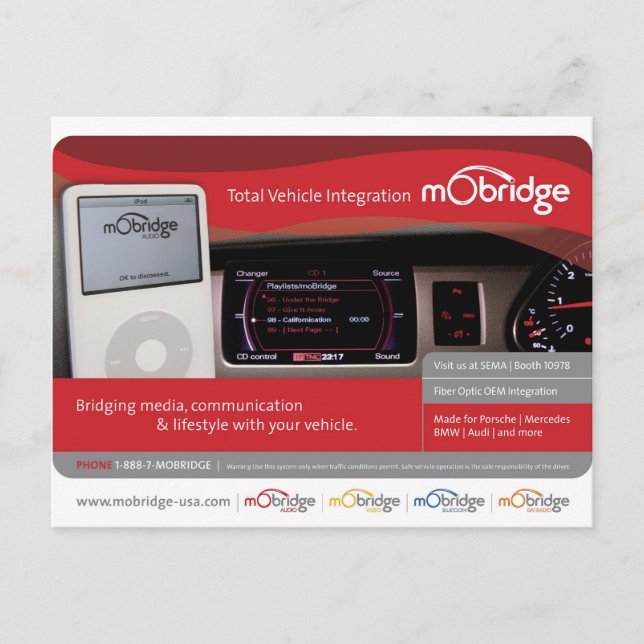 mObridge USA pre-SEMA postcard Postkarte (Vorderseite)