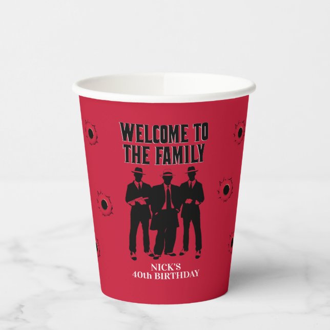 Mobster Birthday, Custom Paper Cup Pappbecher (Links)