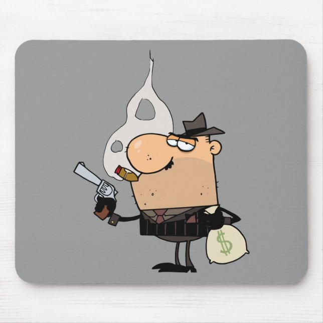 Mobster hält Gun- und Geldtasche Mousepad (Vorne)