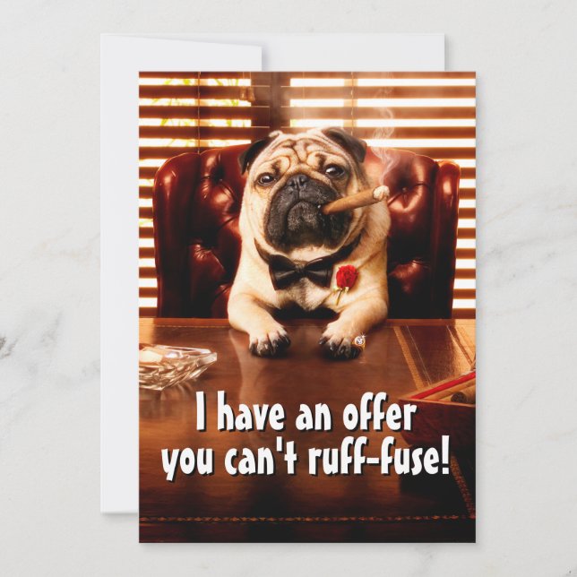 Mobster Hund Einladung (Vorderseite)