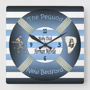 Moby-Dick ~ das Pequod ~ Herman Melville Quadratische Wanduhr