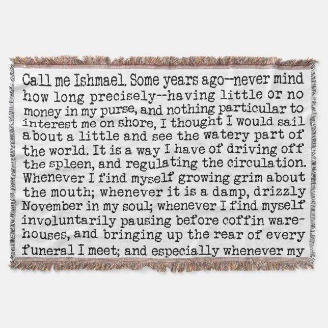 Moby Dick Opening Lines Literary Decke (Vorderseite)