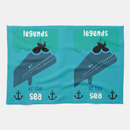 Moby Dick Sea Fantasy | Sonnenlicher Ozean und See Geschirrtuch