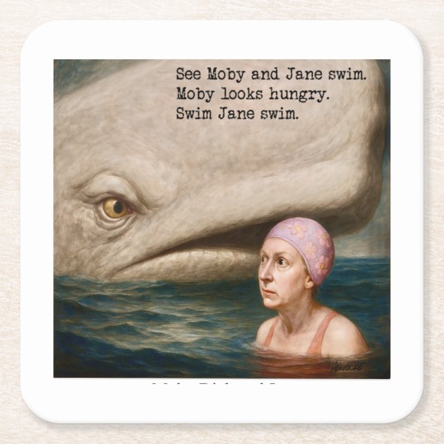 Moby Dick und Jane Rechteckiger Pappuntersetzer (Vorderseite)