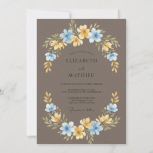 Mocha Azure Kranz Hochzeit Einladung