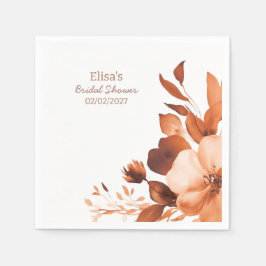 Mocha Blooms Wasserfarbe Benutzerdefiniertes Braut Serviette