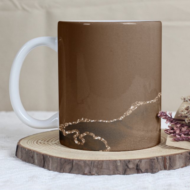 Mocha-Braun-Achat-Gold-Glitter Kaffeetasse (Von Creator hochgeladen)