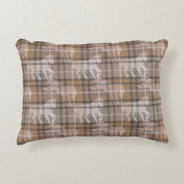 Mocha braun & beige equestrian Pferd Tartan Karo Dekokissen