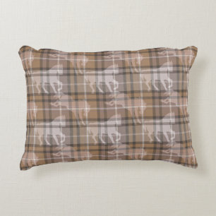 Mocha braun & beige equestrian Pferd Tartan Karo Dekokissen