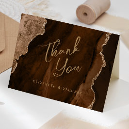 Mocha Braun Gold Achat Schrift Hochzeits-Dankeschö Karte