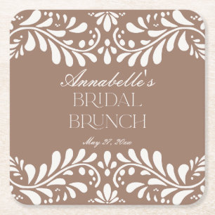 Mocha-Braun-Talavera-Fliese Fiesta-Braut-Brunch Rechteckiger Pappuntersetzer