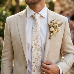 Mocha-Braune Botanische Neutrale Hochzeit Krawatte